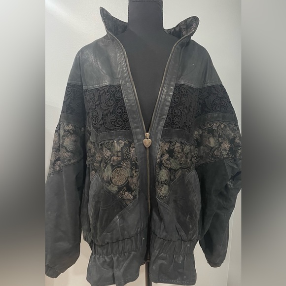 Vintage Patchwork Leather & Lace Jacket - Picture 4 of 16